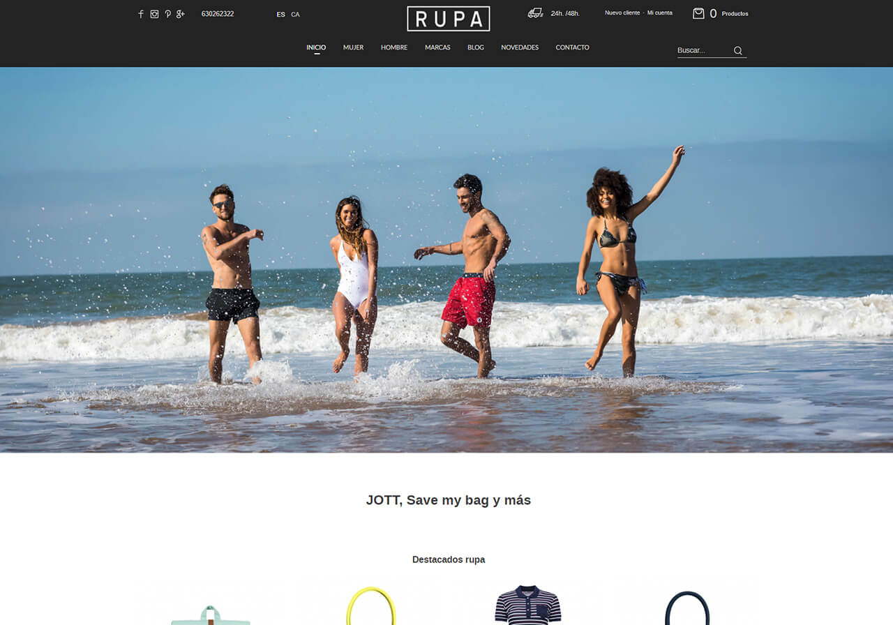 Diseño web para Rupa, tienda online de ropa JOTT y Anonyme