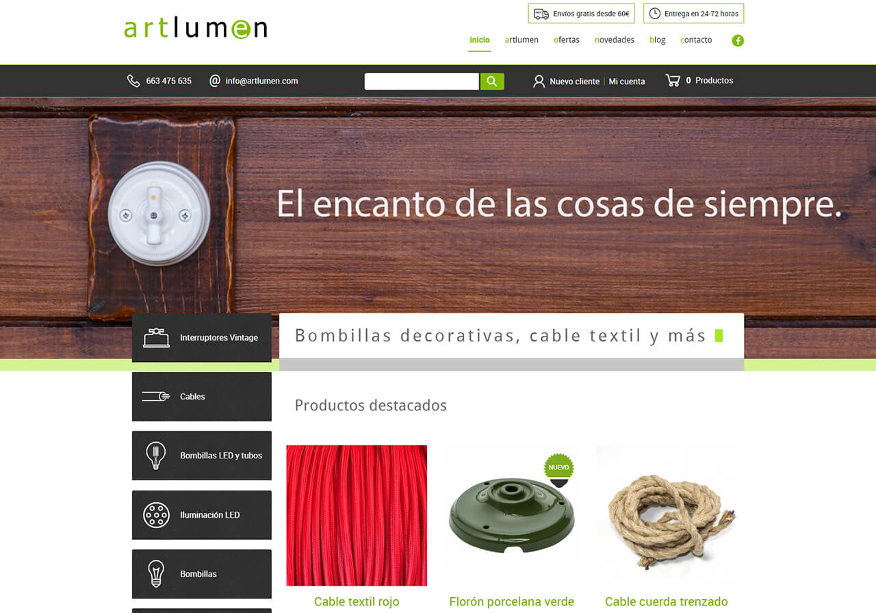 Nueva tienda online de iluminación: Artlumen