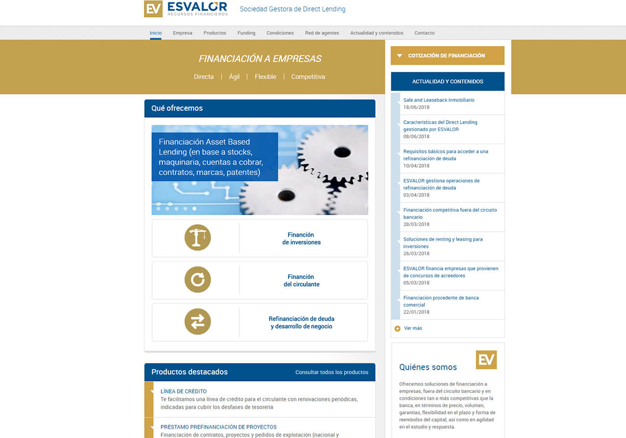 ESVALOR: nuevo diseño web