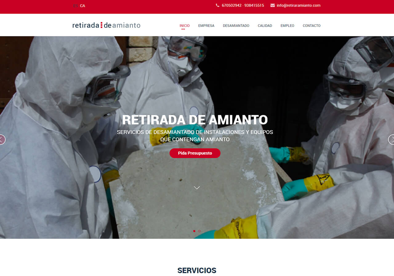 Diseño web de Retirar Amianto