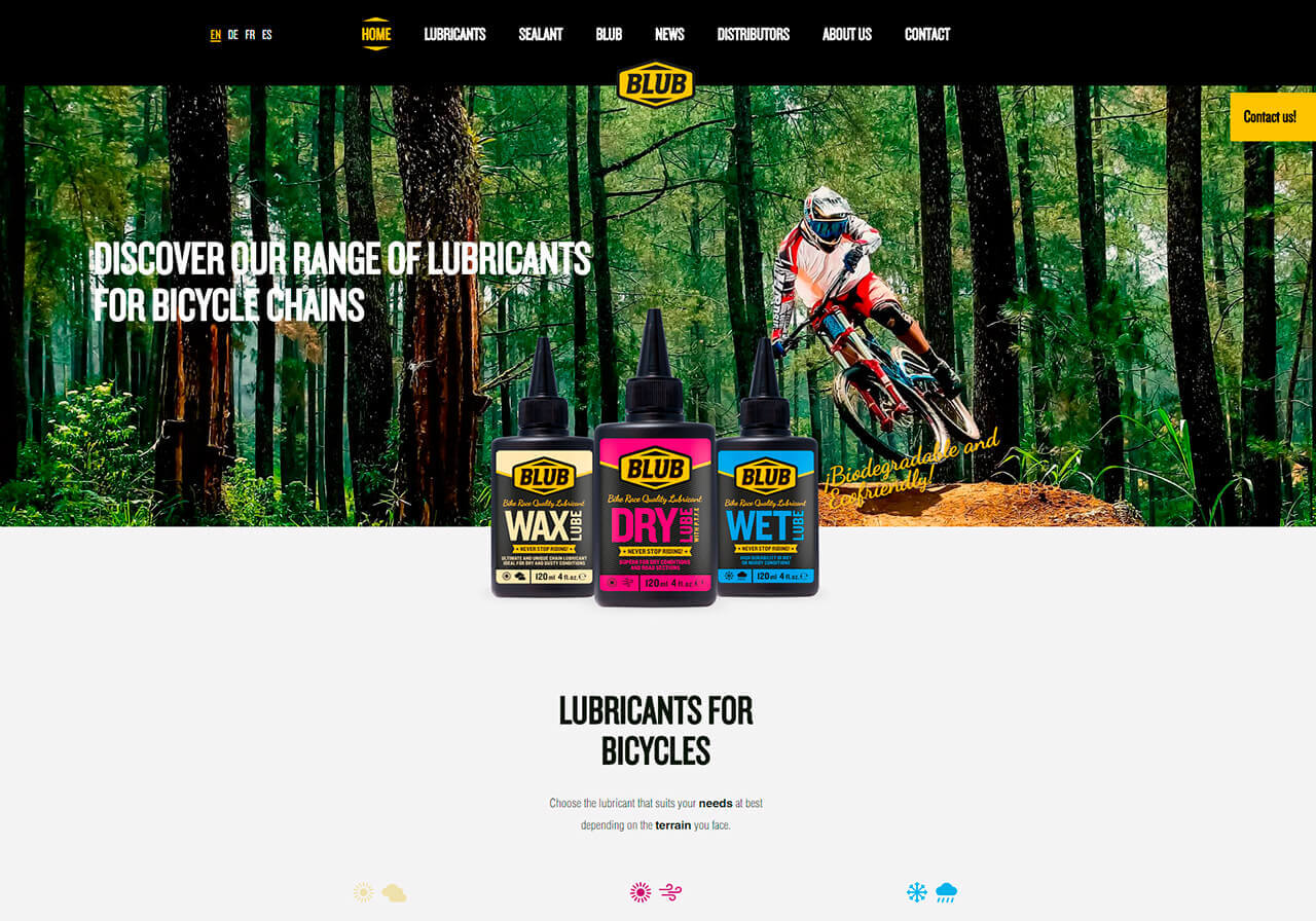 Diseño web para lubricantes de bicicletas