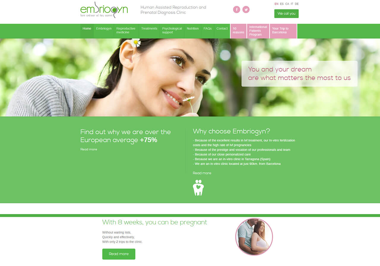 Diseño web y marketing online para Embriogyn