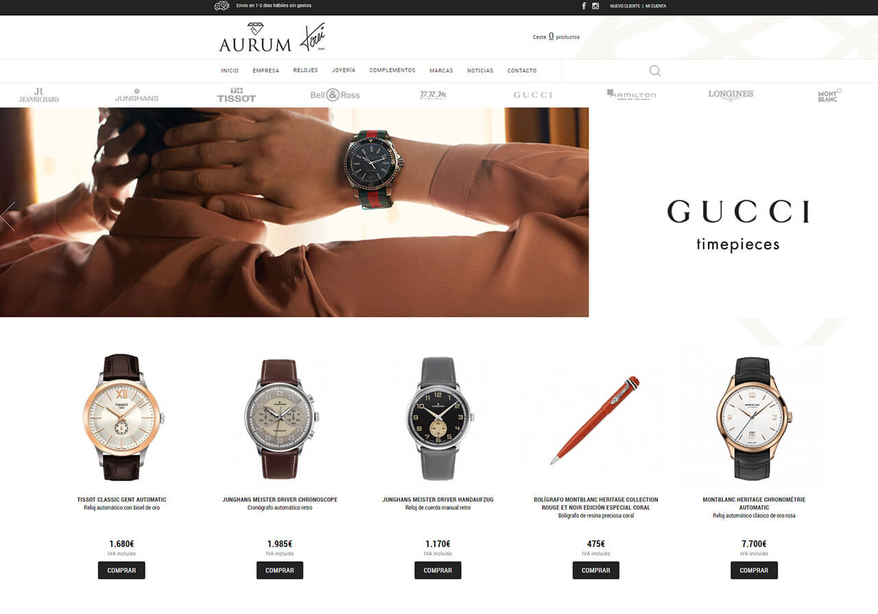 web para tienda de relojes