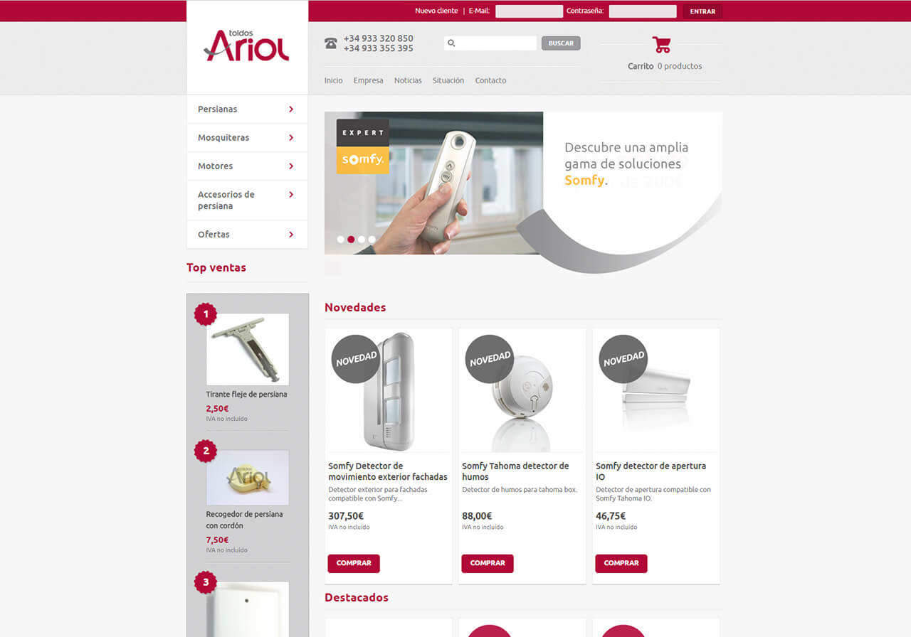TEVA WEB | Diseño tienda online Toldos Ariol