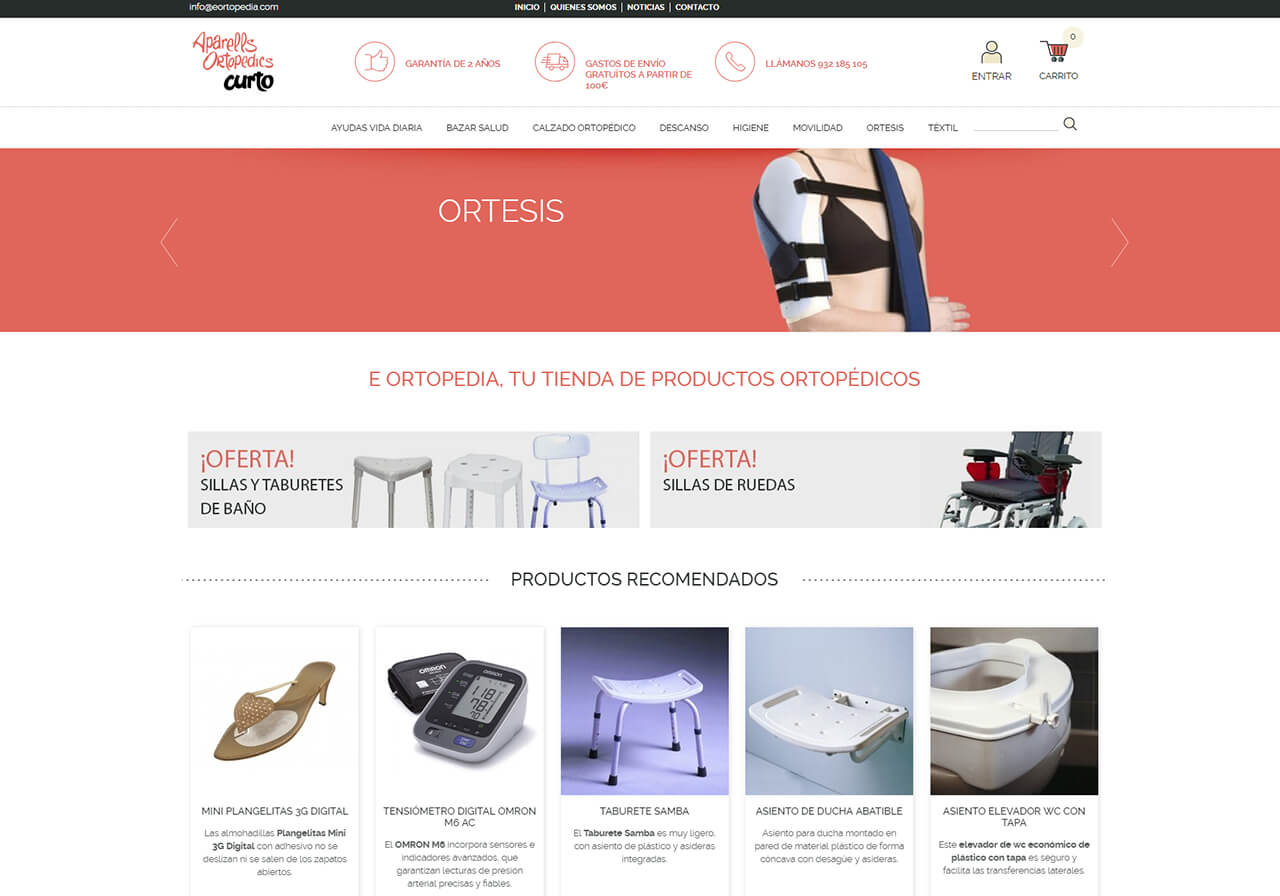 Diseño tienda online ortopedia