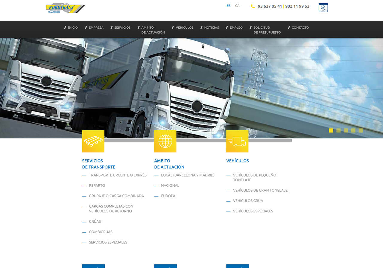 web para empresa de transporte