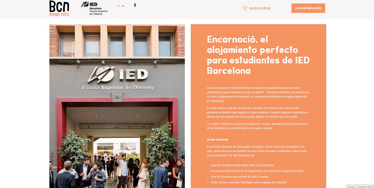 Disseny web per pisos d'estudiants del IED a Bacelona