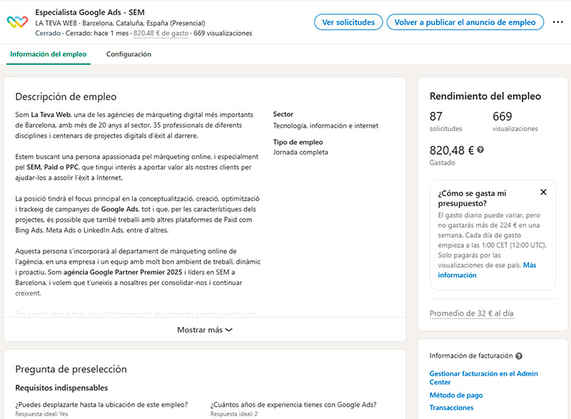 anunci feina linkedIn