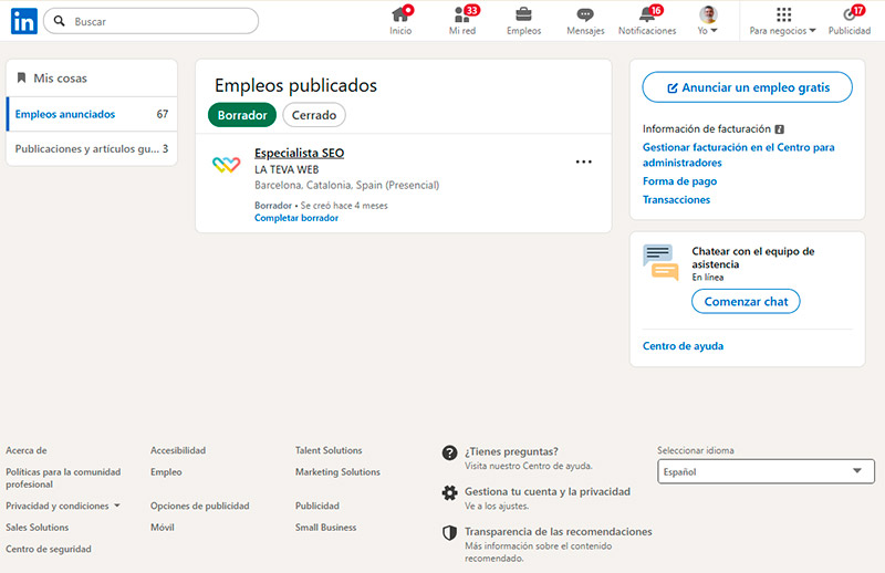 anunci feina linkedin