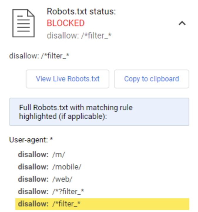 bloquear filtros robots.txt