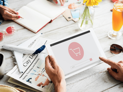 ecommerce in a tablet and a table